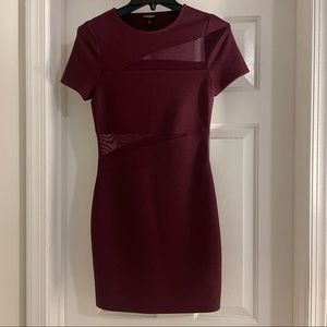 Express Holiday Maroon Sheer Slit Dress/ Small